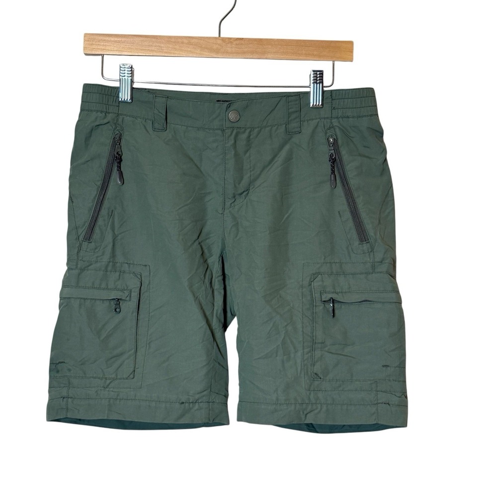 REI Mid Rise Convertible Army Green Cargo Hiking Shorts Nylon UPF 50+ Women's SM